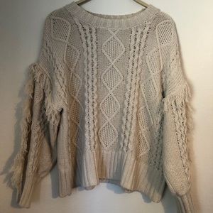 Cream fringe sweater